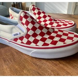 Firm price. RED WHITE CHECKERED VANS